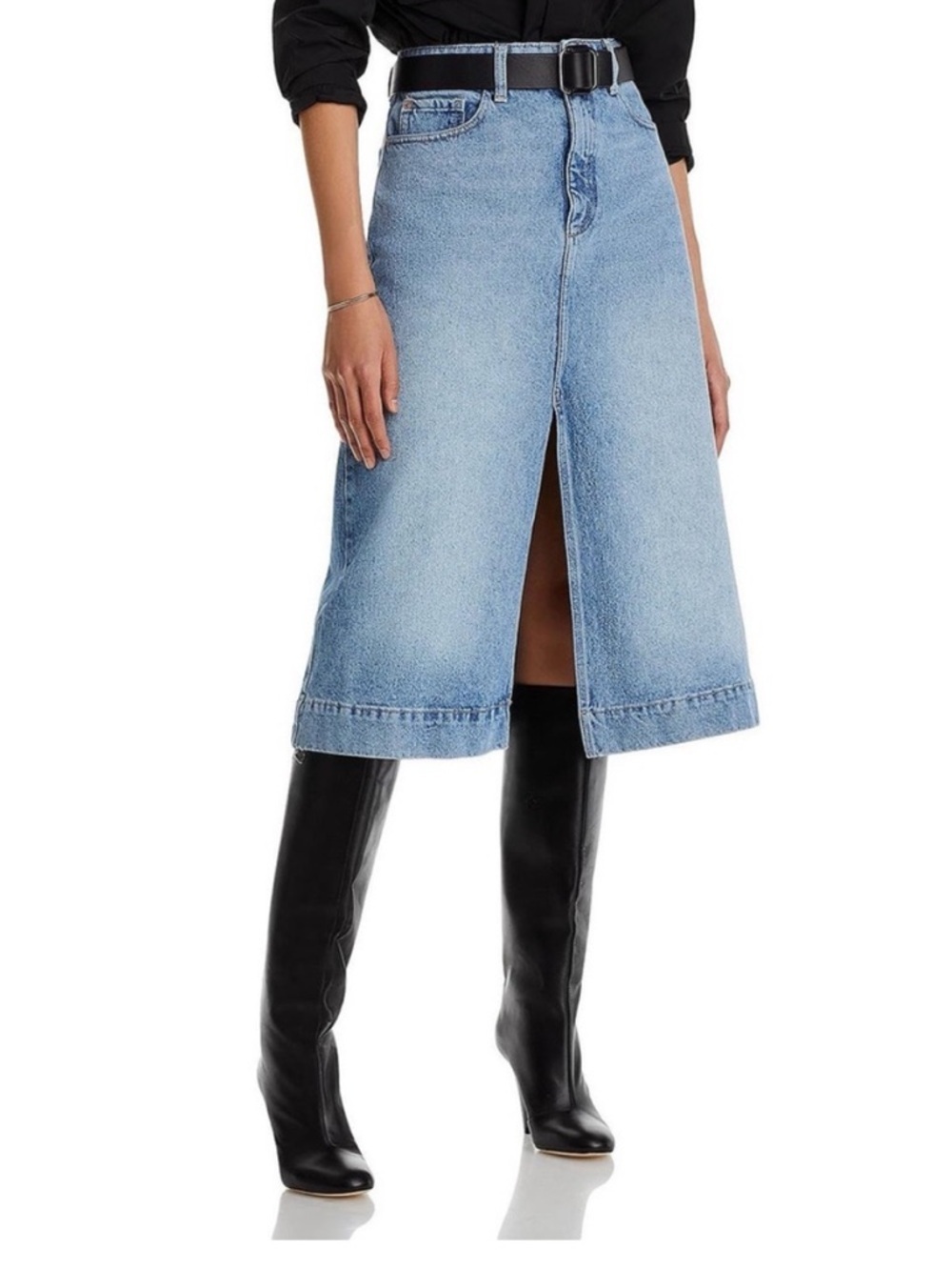 DL1961 Alma A-Line Denim Midi Skirt Light Wash NWT Size 27